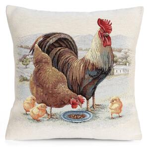 GOBELÍNOVÁ DEKORAČNÍ POVLAK NA POLŠTÁŘ FOWL 45X45 CM VZOROVANÁ