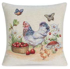 GOBELÍNOVÁ DEKORAČNÍ POVLAK NA POLŠTÁŘ FOWL1 45X45 CM VZOROVANÁ