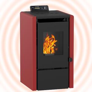 NEMAXX® PC5 peletová kamna 5,3 kW A+ kompaktní, 120 m³, ovladač, červená