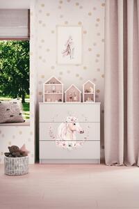 Dětská komoda se zásuvkami koník v bílé barvě Babydreams