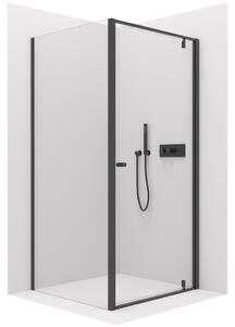 Cerano Ferri, křídlový sprchový kout 90(dveře) x 90(stěna) x 195 cm, 6mm čiré sklo, černý profil, CER-CER-427483