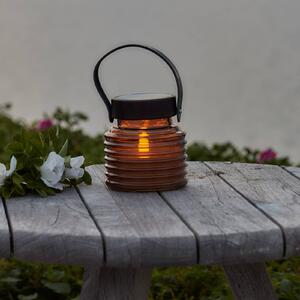 Sirius Solární lampa Aston Jar, výška 12 cm, jantarová/hnědá, IP44, Krémová / jantar, Sklo