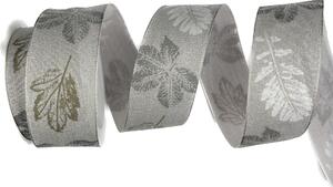 Stuha látková Autumn Cotton Leaf – Silver Frost šedá 40mm x 2m (14,-Kč/m)