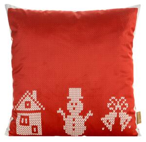 VÁNOČNÍ DEKORAČNÍ POVLAK NA POLŠTÁŘ NOEL 1KS 45X45 CM ČERVENÁ