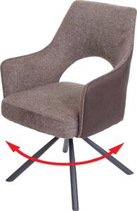Jídelní židle HWC-K30, kuchyňská židle, křeslo, otočná automatická poloha, látka/textil MVG hnědá-tmavě hnědá