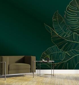 Fototapeta Elegantní listy na tmavě smaragdovém pozadí, Designové fototapety na zeď, Populární fototapety, u28334 - Tapeko.co.cz