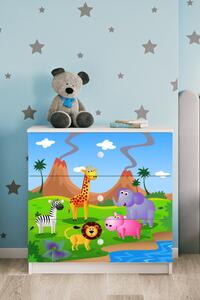 Dětská komoda Safari v bílé barvě Babydreams