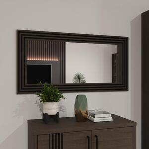 Forte EUFEMIUS, zrcadlo 120, moderní zrcadlo s frézovaným rámem, Imitace dřeva tmavě hnědý/černý dub, rozměry: 120 cm (šířka) x 60 cm (výška) x 1,6 cm (hloubka)