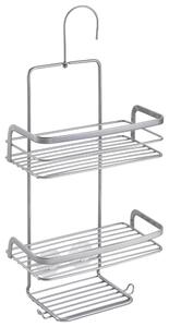 Metaltex, úložný prostor do sprchy, 3 patra, pro sprchovou tyč, model Origin LUXY, sprchový organizér s háčky