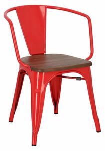 Židle Niort Wood Arms červená, ořech