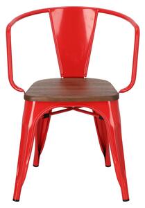 Židle Niort Wood Arms červená, ořech