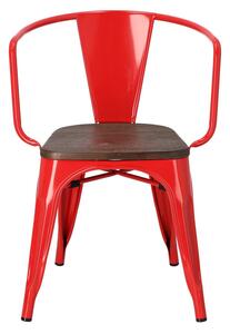 Wood Židle Niort Arms červená. kartáčovaná borovice