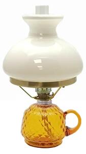 Sklárna Častolovice - Petrolejová lampa Lucie - Káro - amber - komplet