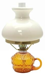 Sklárna Častolovice - Petrolejová lampa Klára - Káro - amber - komplet