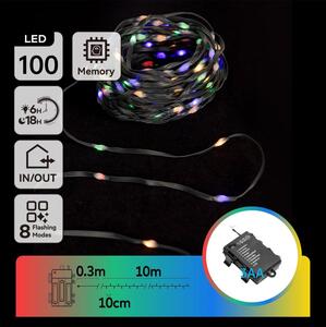 Aigostar-LED Venkovní vánoční řetěz 100xLED/8 funkcí 3xAA 10,3m IP44 multicolor