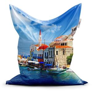 Sablio Sedací vak Classic Domky na pobřeží - 150x100 cm