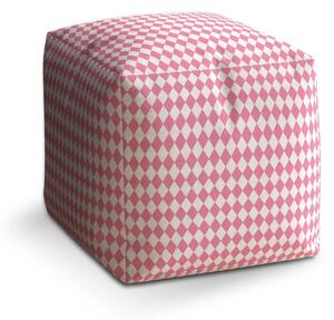 Sablio Taburet Cube Růžovobílé kosočtverce - 40x40x40 cm