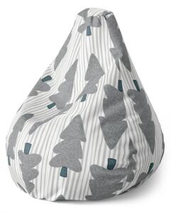 Sablio Sedací vak Pear Šedé stromky - 70 x 95 x 15 cm
