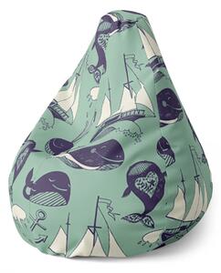 Sablio Sedací vak Pear Velryby - 70 x 95 x 15 cm