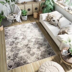 Makro Abra Kusový koberec PETRA 3009 1 255 Geometrický Moderní šedý béžový hnědý Rozměr: 200x300 cm