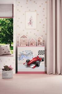 Dětská komoda Formule 1 v růžové barvě Babydreams