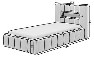 Moderní postel Lebrasco, 90x200cm, zelená Nube + LED
