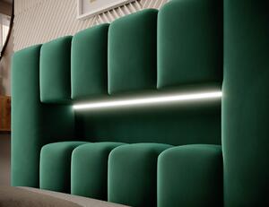 Moderní postel Lebrasco, 90x200cm, zelená Nube + LED