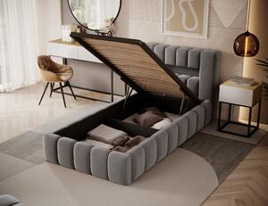 Moderní postel Lebrasco, 90x200cm, šedá Nube + LED