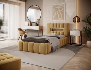 Moderní postel Lebrasco, 90x200cm, žlutá Nube + LED