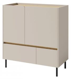 Komoda Cubonis CB09, Barva:: pískově béžová / pískově béžová + olejovaný dub 5903211472046