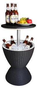Relaxdays odkládací stolek s chladicí funkcí, 30 l, Cool Bar, VxØ: 57x48,5 cm, výkov nastavitelný, ratan, barový stolek, erný