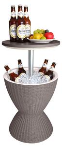 Relaxdays odkládací stolek s chladicí funkcí, 30 l, Cool Bar, VxØ: 57x48,5 cm, výkov nastavitelný, ratan, barový stolek, béový