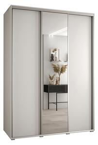 Šatní skříň s posuvnými dveřmi a zrcadlem DAVOS 170cm | Bílá / stříbrné pojezdy