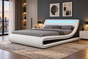 Manželská postel 160 cm Milda (s roštem, úl. prostorem a LED)