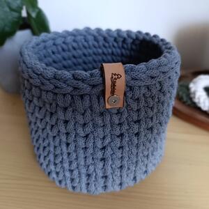 Háčkovaný košík kulatý 15cm Barva: Šedá