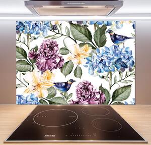 Panel do kuchyně Květiny a ptáci pksh-119136567