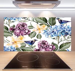 Panel do kuchyně Květiny a ptáci pksh-119136567