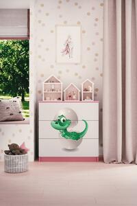 Dětská komoda Little Dino v růžové barvě Babydreams