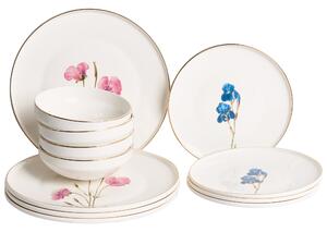 Sada 12 kusů nádobí HYSSOP Porcelán Bílá