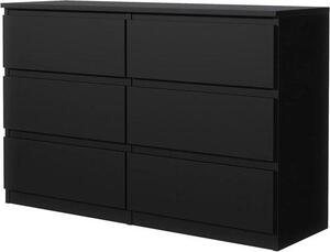 Komoda se 6 zásuvkami - Úložný prostor pro oblečení - Moderní design - Rozměry: 138,5 x 78,5 x 39 cm - Černá barva