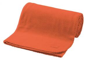Skládací fleecová deka ve stahovacím vaku- oranžová