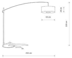 Nowodvorski Lighting Lampový oblouk Poise B, šedý, ocel, textil, dosah 255 cm, Hliník / šedá / zinek, Obývací pokoj / jídelna, kov, Moderní, stojací lampa