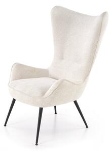 Designové křeslo ušák JUKON — kov, látka, krémová