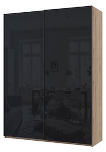 Skříň s posuvnými dveřmi G-Caiser sklo, 2dveřová, 180 cm, dub evoke / černá