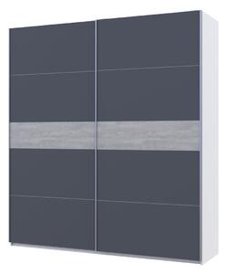 Skříň s posuvnými dveřmi G-Caiser, 2dveřová, DTD, 220 cm, bílá / grafit, vložka beton