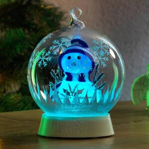 LED světlo skleněná koule sněhulák