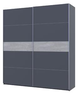 Skříň s posuvnými dveřmi G-Caiser, 2dveřová, DTD, 220 cm, grafit / vložka beton