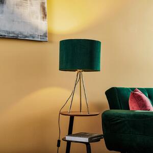 Stolní lampa Monaco, trojnožka zlatá, zelený samet
