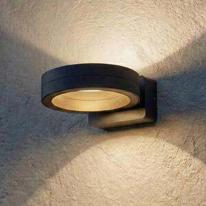 Lindby LED venkovní nástěnné svítidlo Selviro, antracit, Ø 20 cm, IP65, Černá, Hliník, Moderní