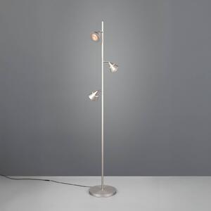 Trio Lighting LED stojací lampa Romeo, výška 150 cm, niklovaný kov, 3 ramena., stmívatelný, Hliník / šedá / zinek, Obývací pokoj / jídelna, kov, Moderní